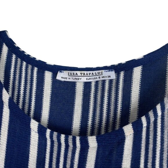 2/$30 Zara Striped Short Sleeve Maxi Knit Dress Size Small Relaxed Fit - Picture 4 of 9